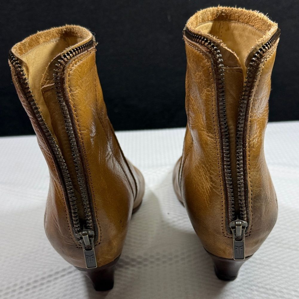 Frye Steffi Zip Short Brown Leather Ankle Boots Size 8.5 - Picture 12 of 16